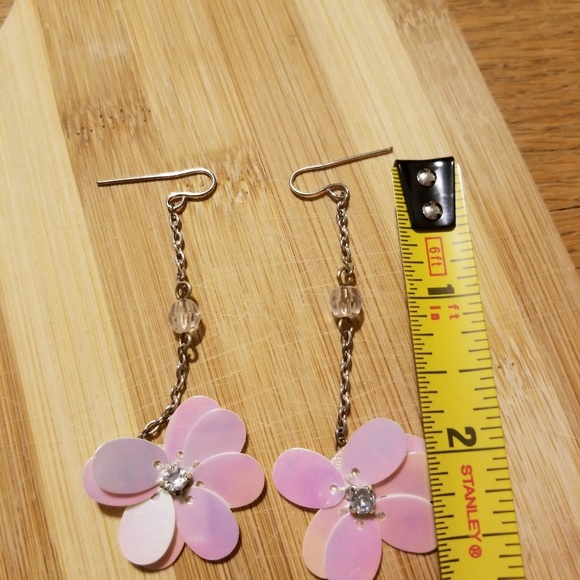 Spring Pink Flower Earrings - Picture 2 of 3